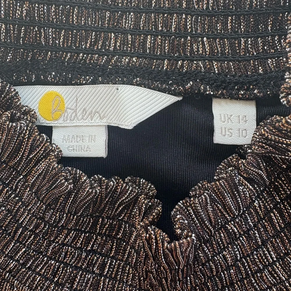 Boden Metallic Bronze High-Neck Blouse US 10